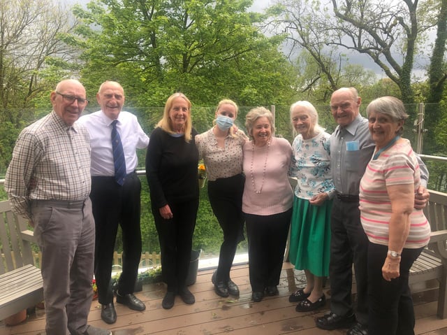 Katy Grindley with residents