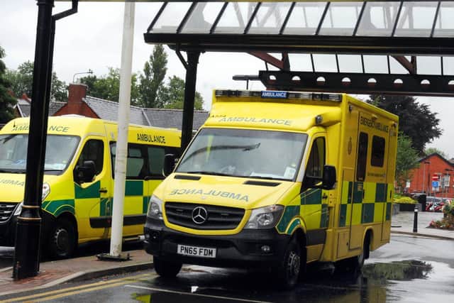 Ambulances outside Wigan Infirmary's A&E department