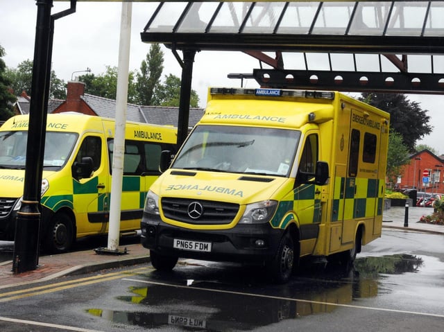 Ambulances outside Wigan Infirmary's A&E department