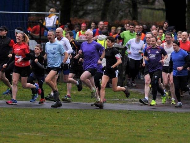 A Parkrun event in Haigh Woodland Park.