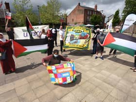 Members of the Wigan Palestinian Solidarity Campaign in Believe Square