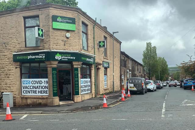 A covid vaccination centre in Blackburn