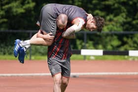 Liam Marshall and Oliver Gildart in training