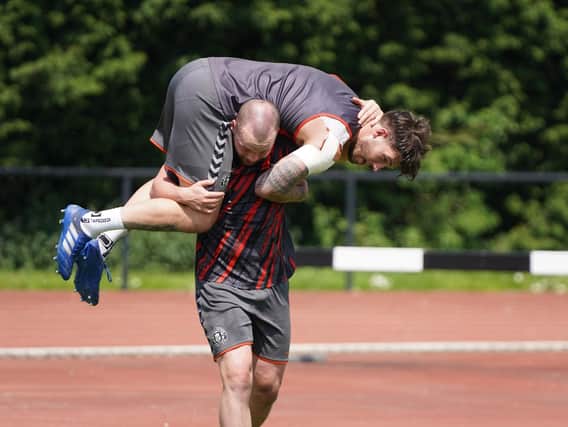 Liam Marshall and Oliver Gildart in training