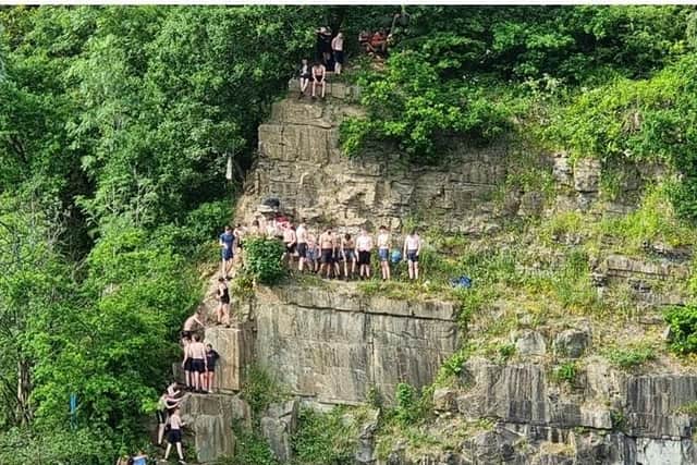 A photo taken by Lancashire Police of young people at East Quarry in Appley Bridge