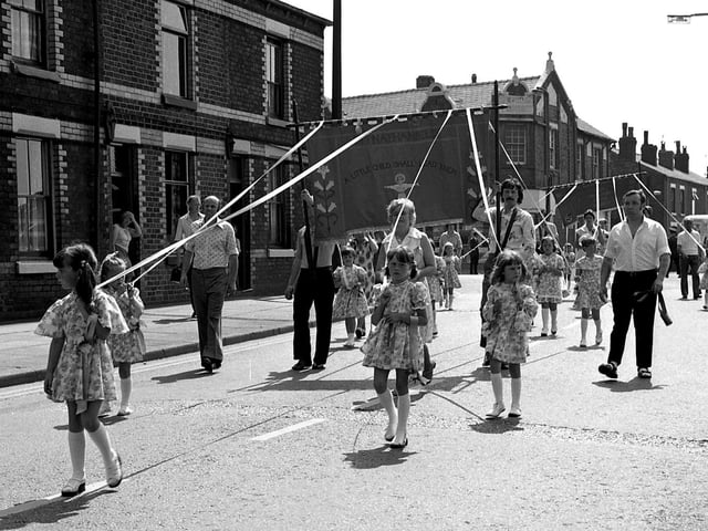 Church walks in 1976 in Wigan including at St Nathaniel's Church, Platt Bridge