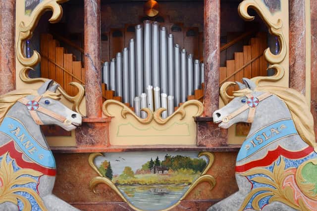 A close-up picture of some of the detail on John's fairground organ