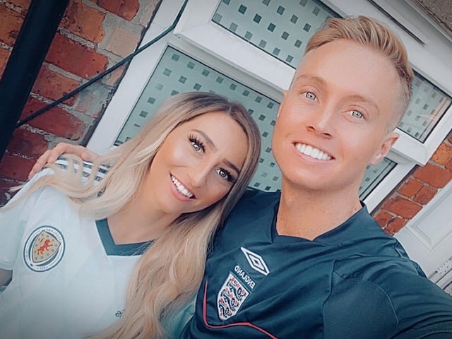 England fan James Brown, 24, from Middlesbrough and Scotland fan Jade Hamilton, 28, from Carnoustie
