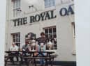 David Greenwood with Wigan RL’s array of trophies outside The Royal Oak pub, Standishgate, more than 30 years ago