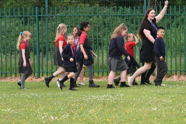 Pupils at Westfield Community School have strapped on their walking boots for a virtual trek across the country