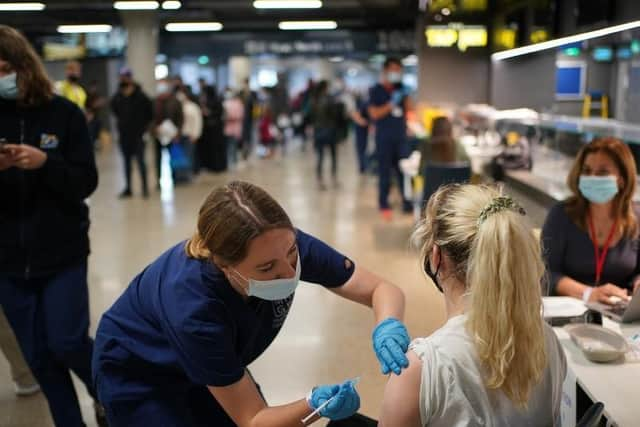 Scenes today at a vaccination centre