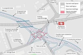 A map of the M58 link road junction near Pemberton station