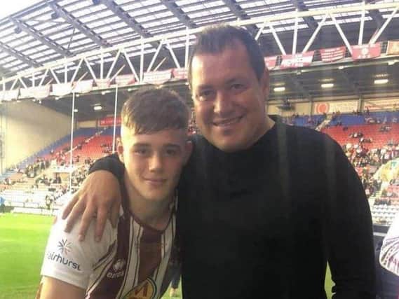 Sam Halsall with his proud dad, Dave, who sadly passed away last week
