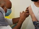 Pharmacist Sunil Patel at Hollowood vaccination centre