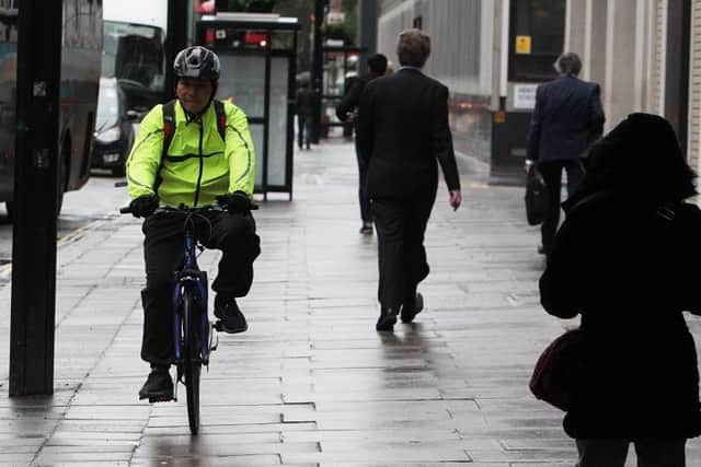 It is illegal for a cyclist to ride their bike on the pavement