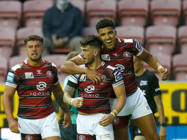 Oliver Gildart (centre) scored two tries last week