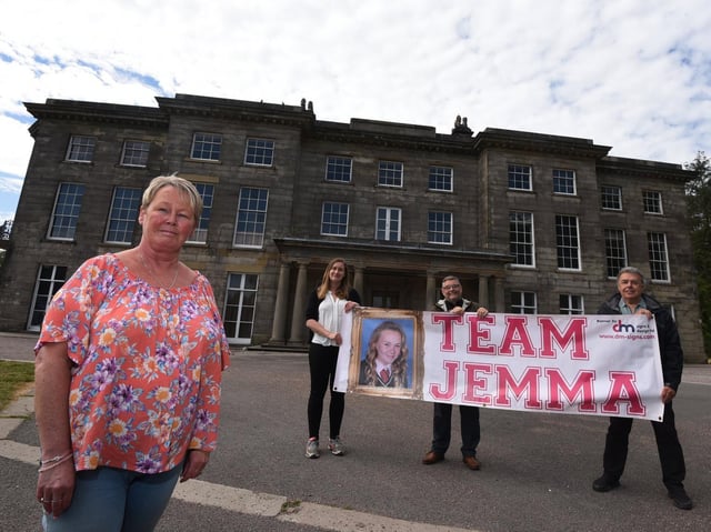 Diane Roberts with ward councillors Laura Flynn, Chris Ready and Ron Conway outside Haigh Hall