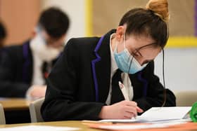 Secondary school pupils in class wearing masks. Photo: Getty Images