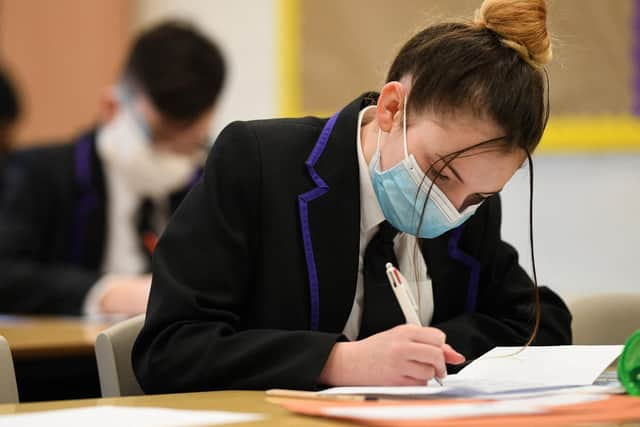 Secondary school pupils in class wearing masks. Photo: Getty Images