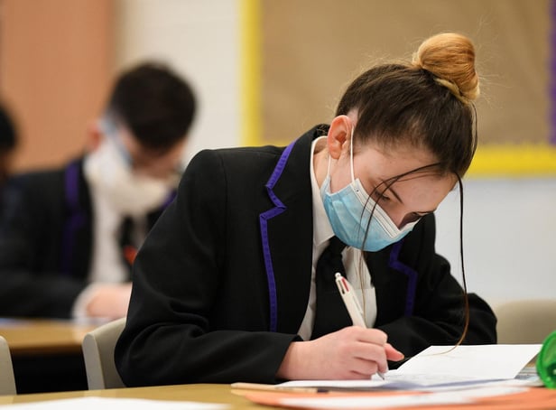 Secondary school pupils in class wearing masks. Photo: Getty Images
