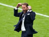 Gareth Southgate celebrates England's first victory over a German side in the knockout stages of a major tournament since the World Cup final of 1966