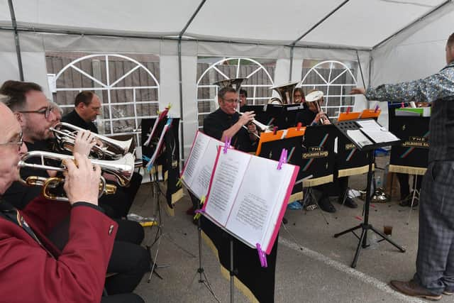 Golborne Brass Band performing at the opening of the memorial garden