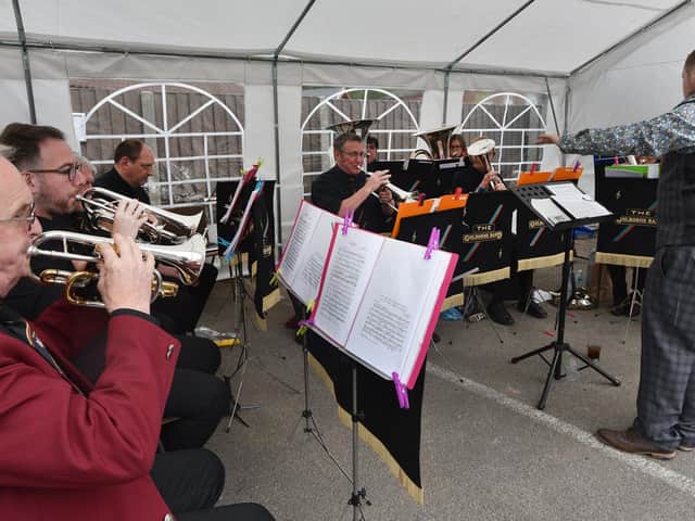 Golborne Brass Band performing at the opening of the memorial garden