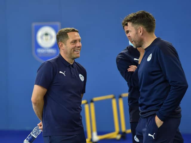 Leam Richardson and James Beattie in pre-season training