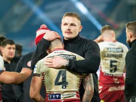Oliver Gildart is consoled by George Burgess after last year's Grand Final