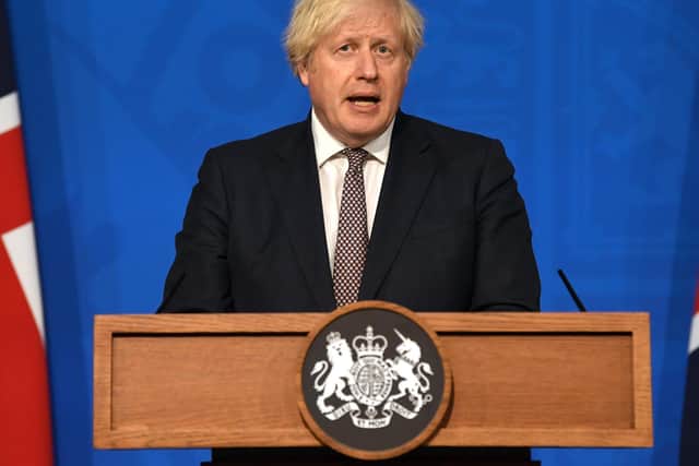 Prime minister Boris Johnson making his announcement