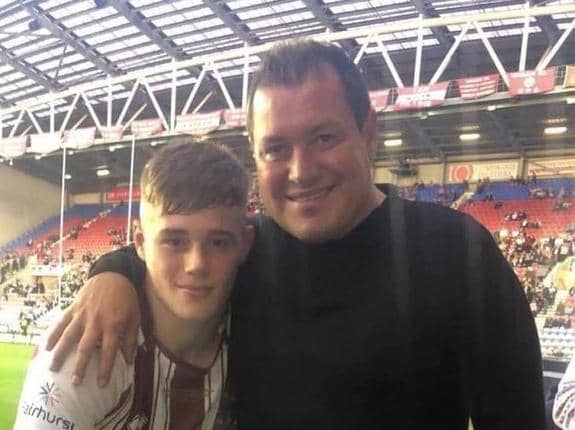 Sam Halsall and his proud dad, Dave