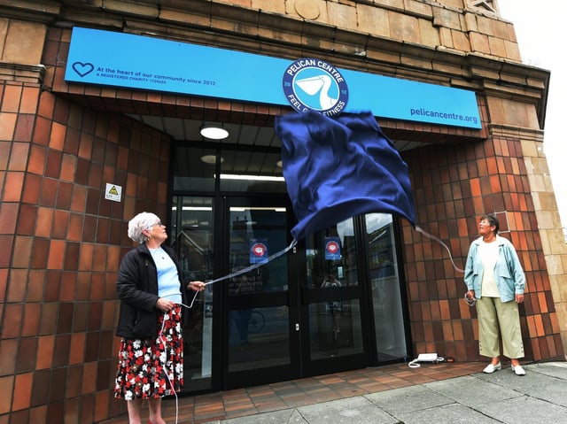 Sylvia Robinson and Margaret Partington unveil the new look of The Pelican Centre