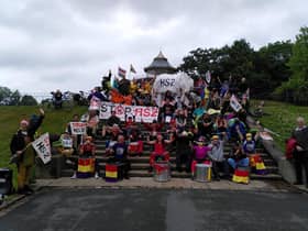The protest in Mesnes Park