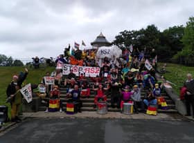 The protest in Mesnes Park
