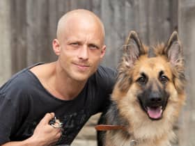 Joseph Turpin with his German Shepherd Narla, who was treated by PDSA vets after eating 500g of chocolate with raisins