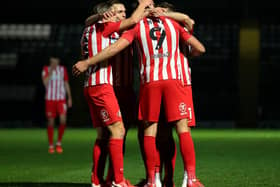 Max Power congratulates Charlie Wyke after scoring for Sunderland