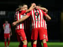 Max Power congratulates Charlie Wyke after scoring for Sunderland