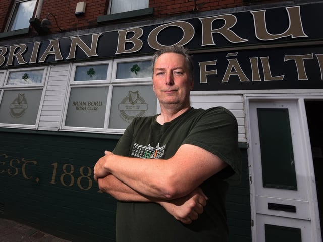 President Eamonn Delaney outside the Brian Boru Club in Ashton