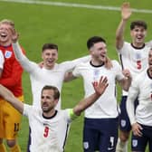 Matchwinner Harry Kane at the centre of the celebrations as England reach their first European Championship final