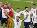 Matchwinner Harry Kane at the centre of the celebrations as England reach their first European Championship final