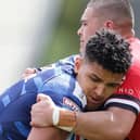 Kai Pearce-Paul playing Salford earlier this season