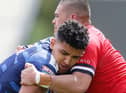 Kai Pearce-Paul playing Salford earlier this season