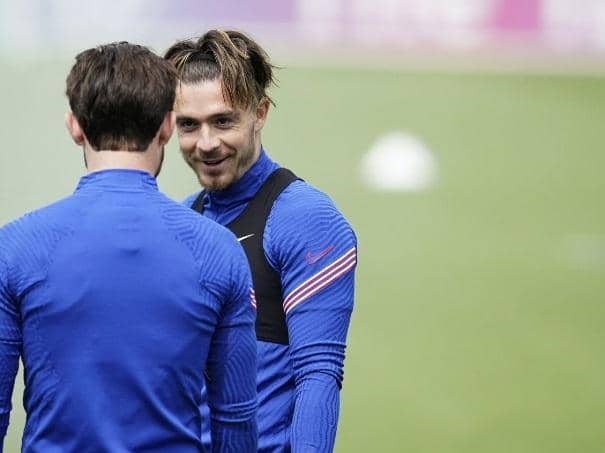 Jack Grealish trains with the England squad in preparation for the final of Euro 2020