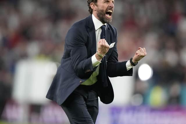 Gareth Southgate celebrates England's victory over Denmark in the Euro semi-final