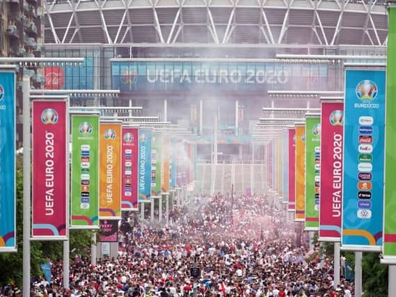 Fans outside Wembley Stadium as England prepare to take on Italy