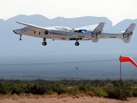 The rocket plane carrying Virgin Galactic founder Richard Branson and other crew members