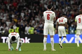 England's dejected players at the end of the Euro 2020 final at Wembley