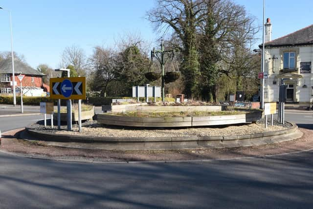 The roundabout looking dreary earlier this year