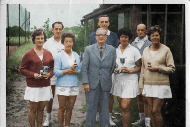 An old photo of Winstanley Tennis Club which has been colourised and restored