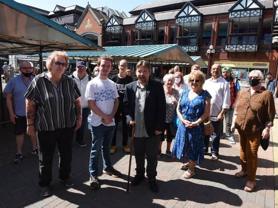 Protestors gathered on Friday morning